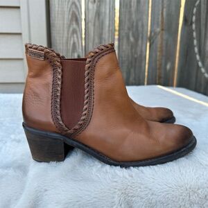Pikolinos Women's Brown Leather Ankle Boots Chic Everyday Style Size 37 US 6-6.5